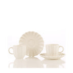 Kütahya Porselen Bone Luz 4-Piece Turkish Coffee Cup Set, White, for 2