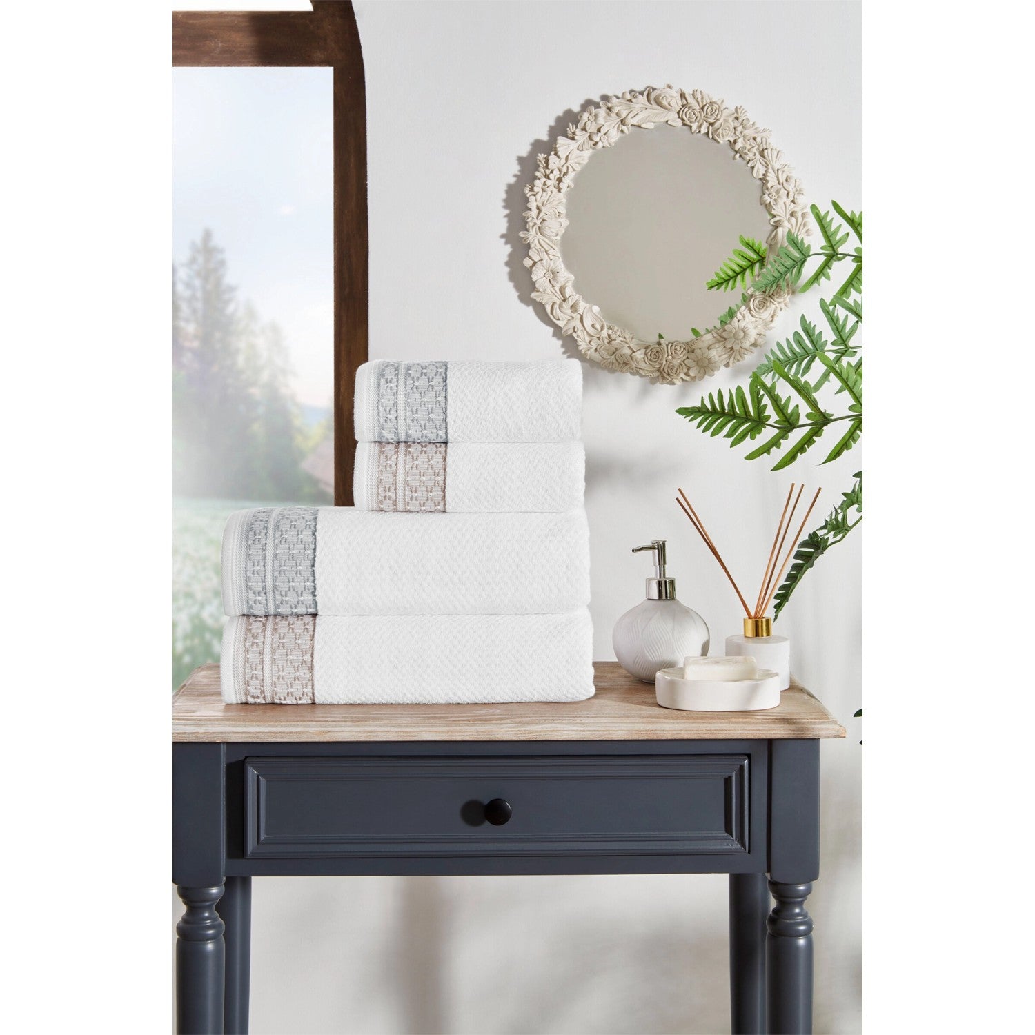 Ozdilek Strap Beige-Gray Best Set Turkish Bath Set - MALLTURK