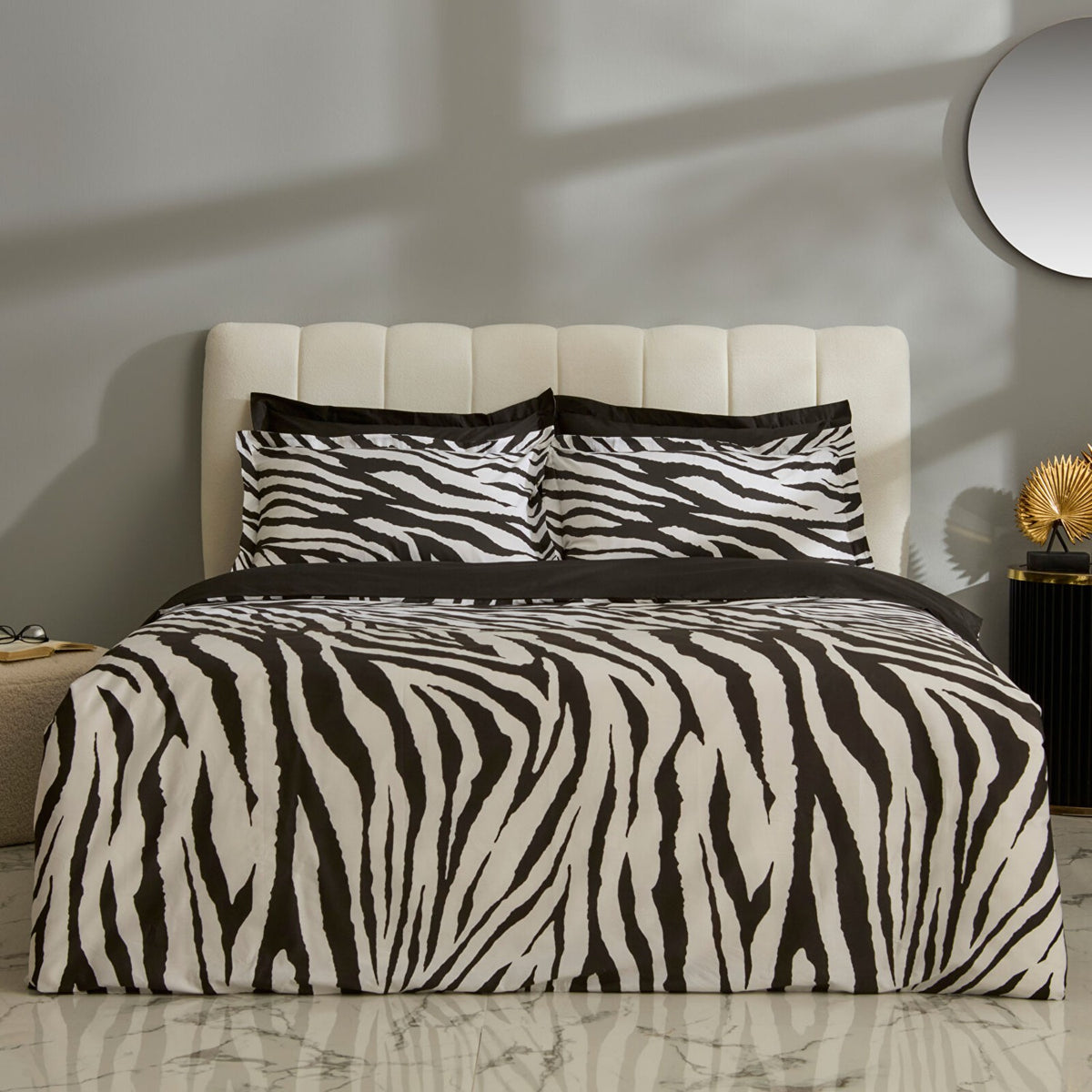 Karaca Home Marimba %100 Cotton Double Duvet Cover Set Black - MALLTURK