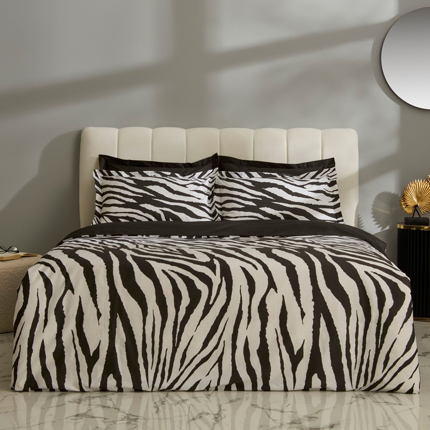 Karaca Home Marimba %100 Cotton Double Duvet Cover Set Black - MALLTURK