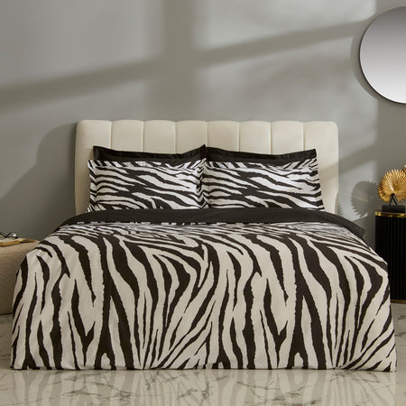 Karaca Home Marimba %100 Cotton Double Duvet Cover Set Black - MALLTURK