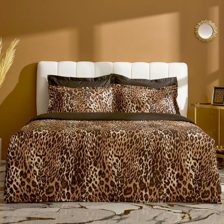 Karaca Home Leovina %100 Cotton Double Sateen Duvet Cover Set Brown - MALLTURK