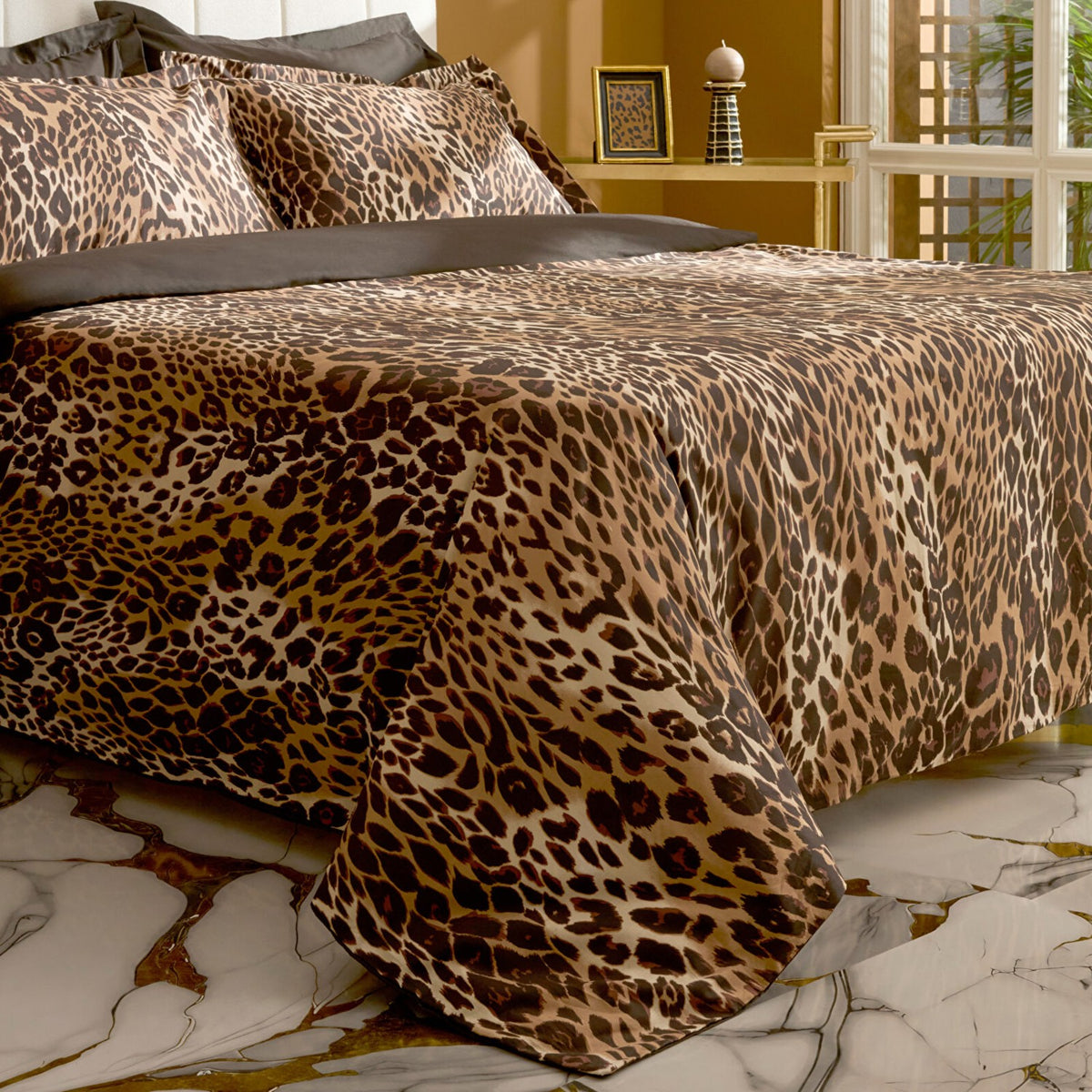 Karaca Home Leovina %100 Cotton Double Sateen Duvet Cover Set Brown - MALLTURK