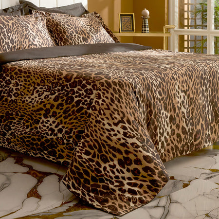 Karaca Home Leovina %100 Cotton Double Sateen Duvet Cover Set Brown - MALLTURK