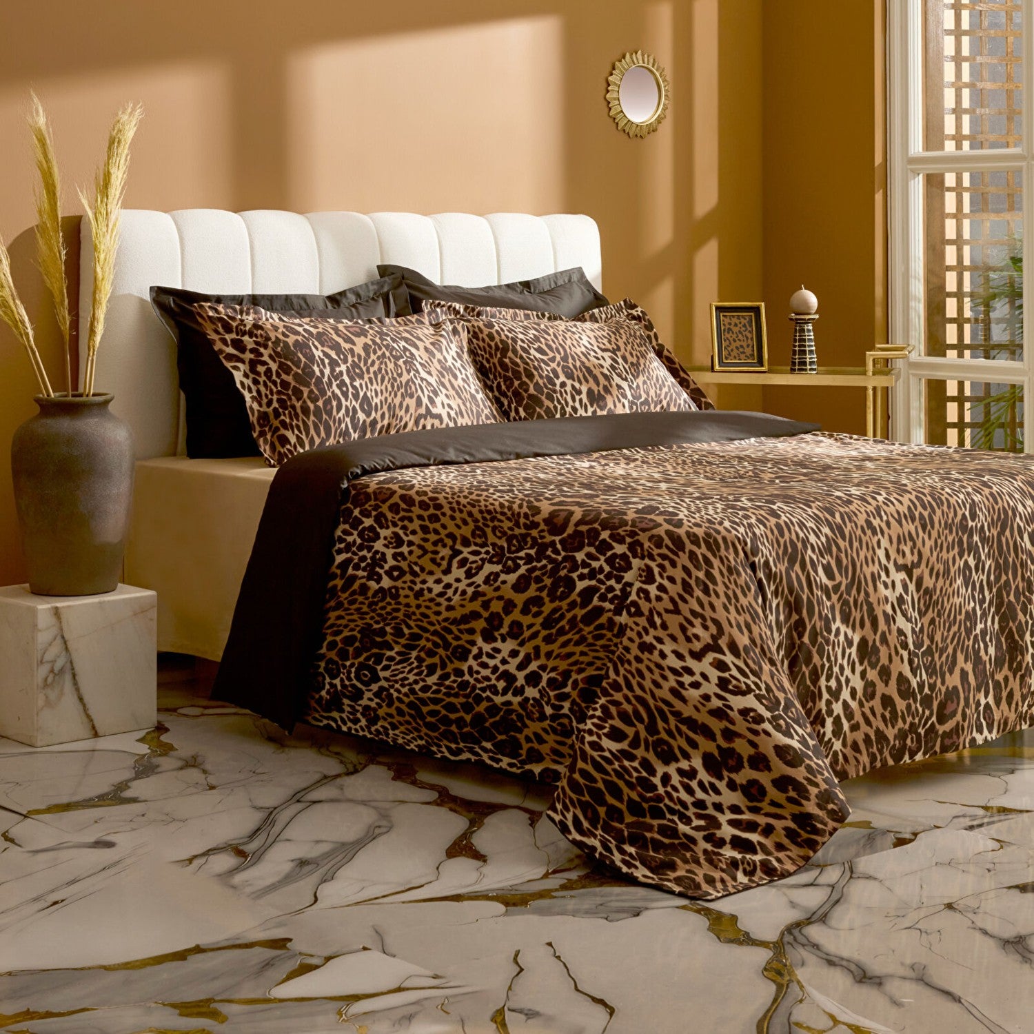 Karaca Home Leovina %100 Cotton Double Sateen Duvet Cover Set Brown - MALLTURK