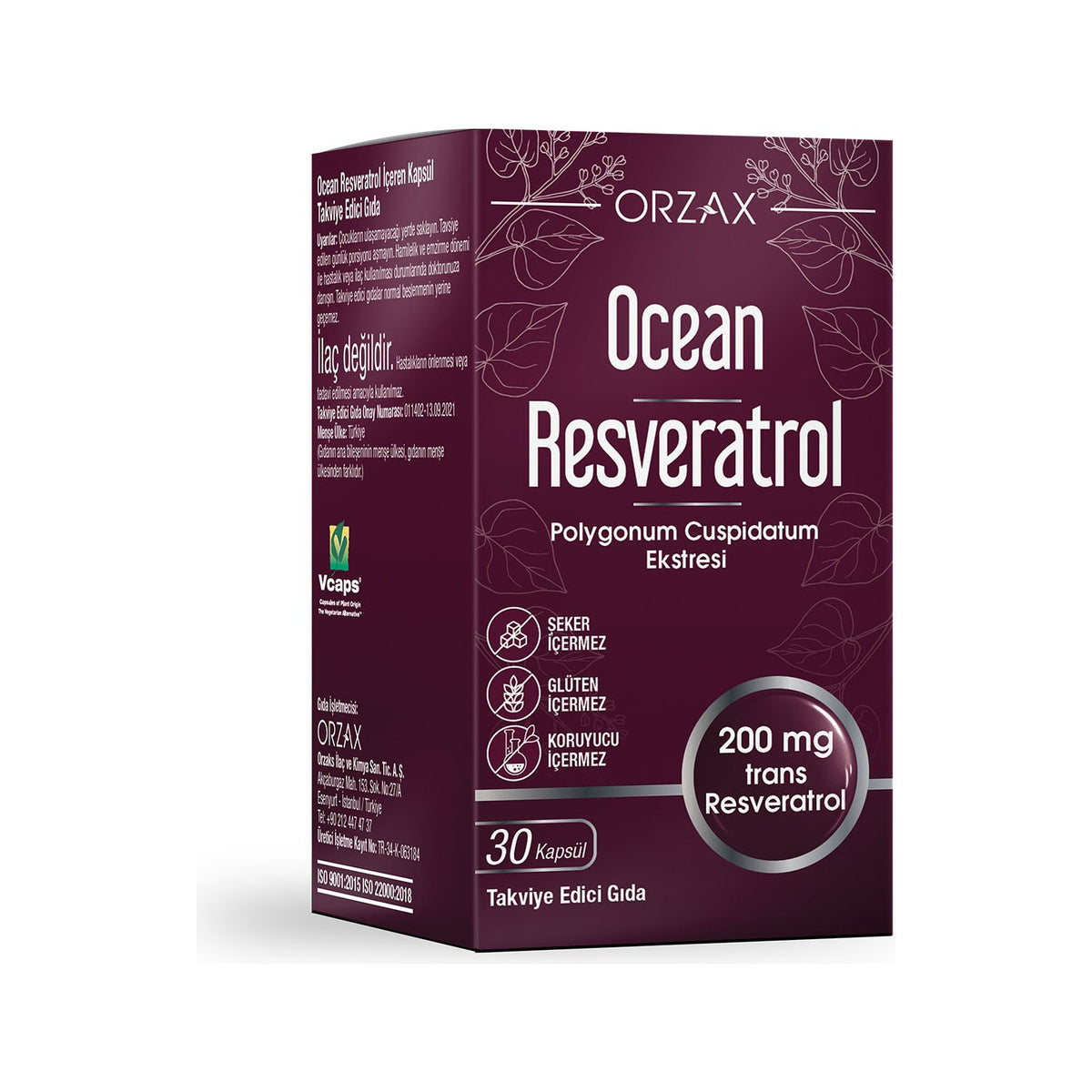 Orzax Ocean Resveratrol 200 mg 30 Capsule - MALLTURK