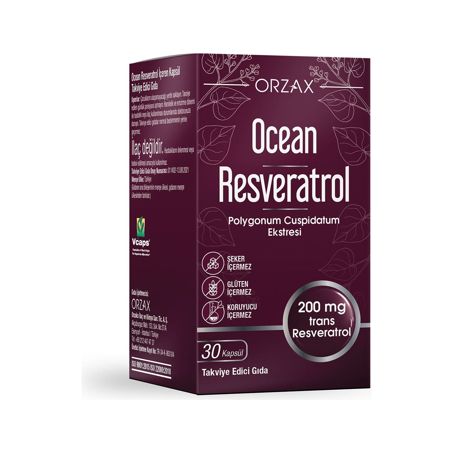 Orzax Ocean Resveratrol 200 mg 30 Capsule - MALLTURK