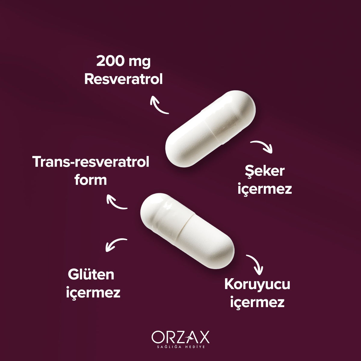 Orzax Ocean Resveratrol 200 mg 30 Capsule - MALLTURK