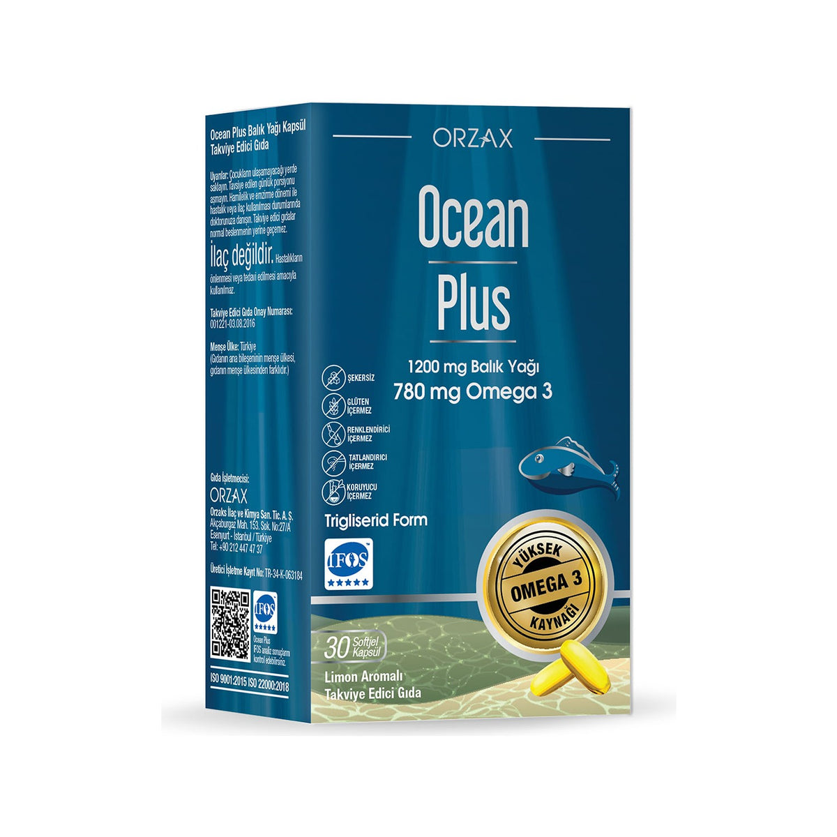 Orzax Ocean Plus 1200 mg Fish Oil 50 Capsule - MALLTURK