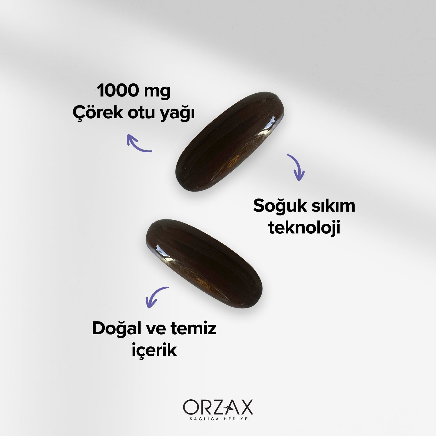 Orzax Ocean Black Seed Oil 1000 mg 60 Softgel Capsule Soguk Sikim - MALLTURK
