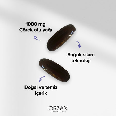 Orzax Ocean Black Seed Oil 1000 mg 60 Softgel Capsule Soguk Sikim - MALLTURK