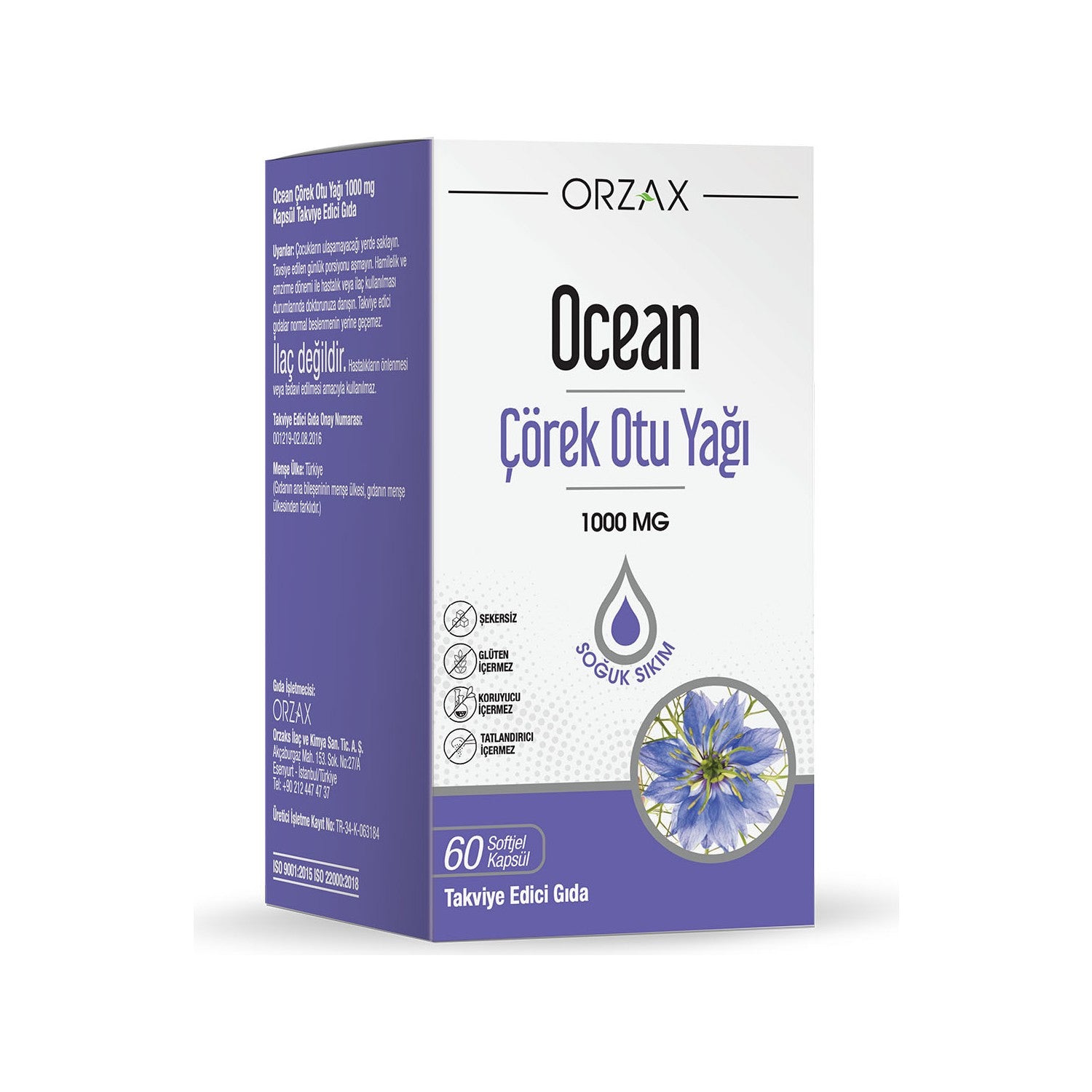 Orzax Ocean Black Seed Oil 1000 mg 60 Softgel Capsule Soguk Sikim - MALLTURK