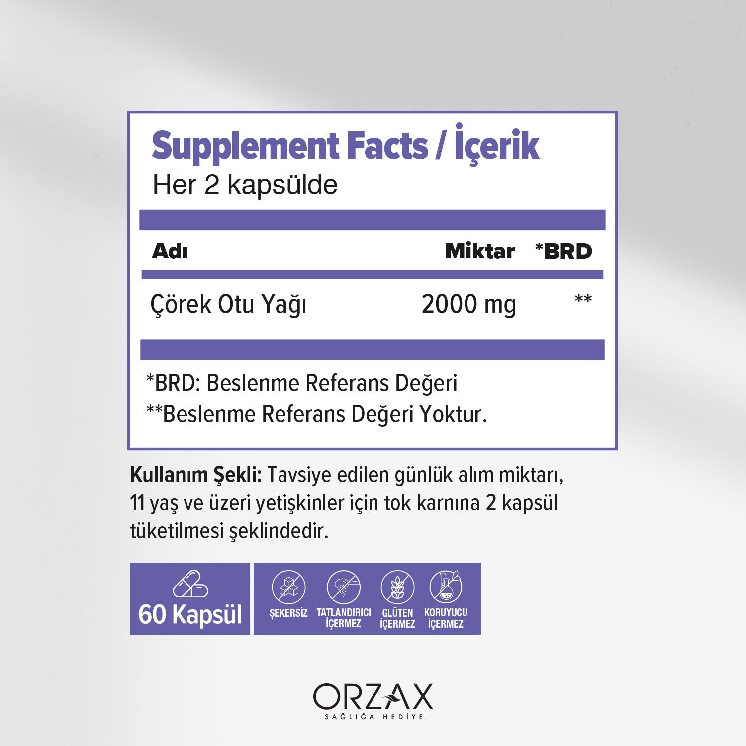 Orzax Ocean Black Seed Oil 1000 mg 60 Softgel Capsule Soguk Sikim - MALLTURK