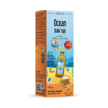 Orzax Ocean Fish Oil Orange Flavor Syrup 150 ml - MALLTURK