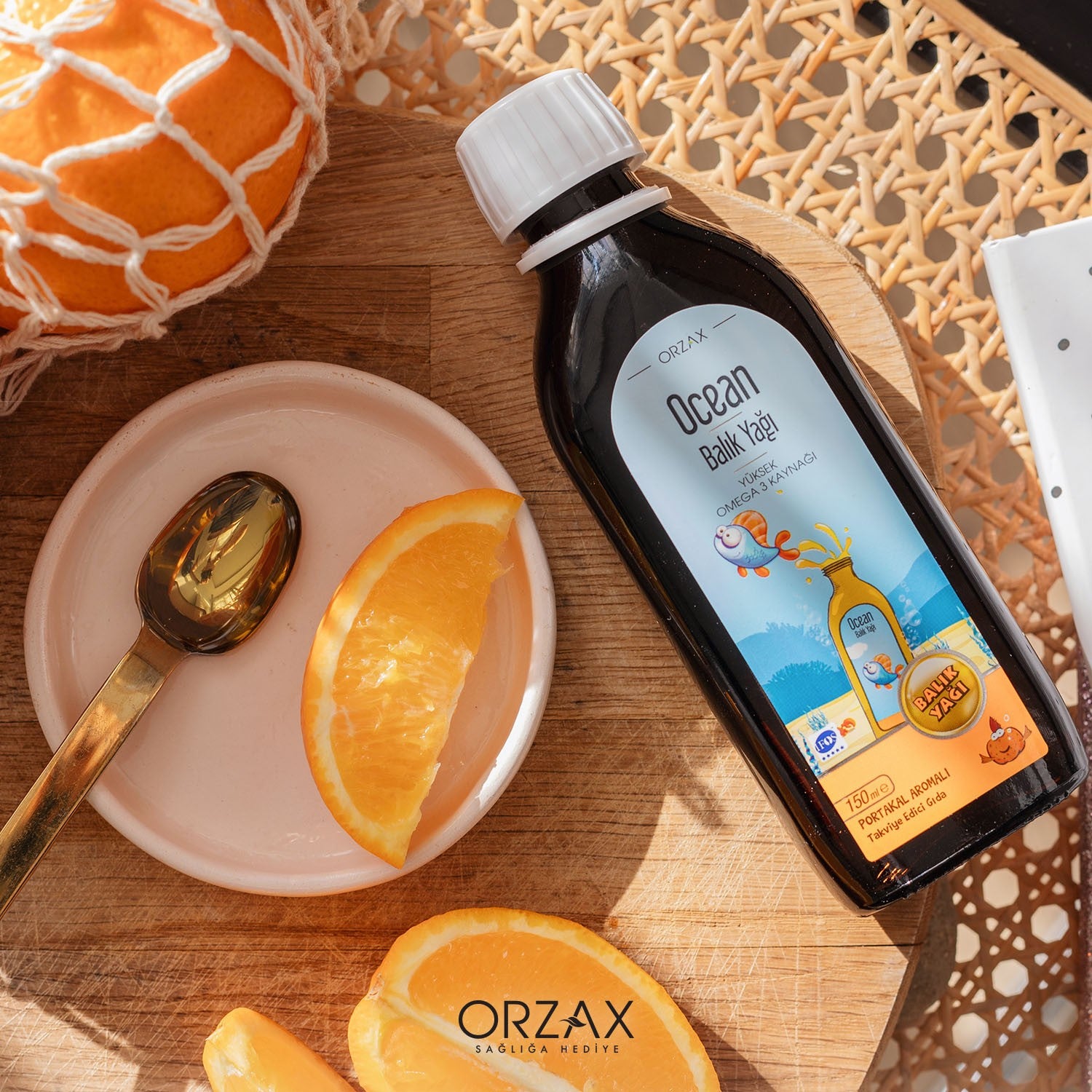 Orzax Ocean Fish Oil Orange Flavor Syrup 150 ml - MALLTURK