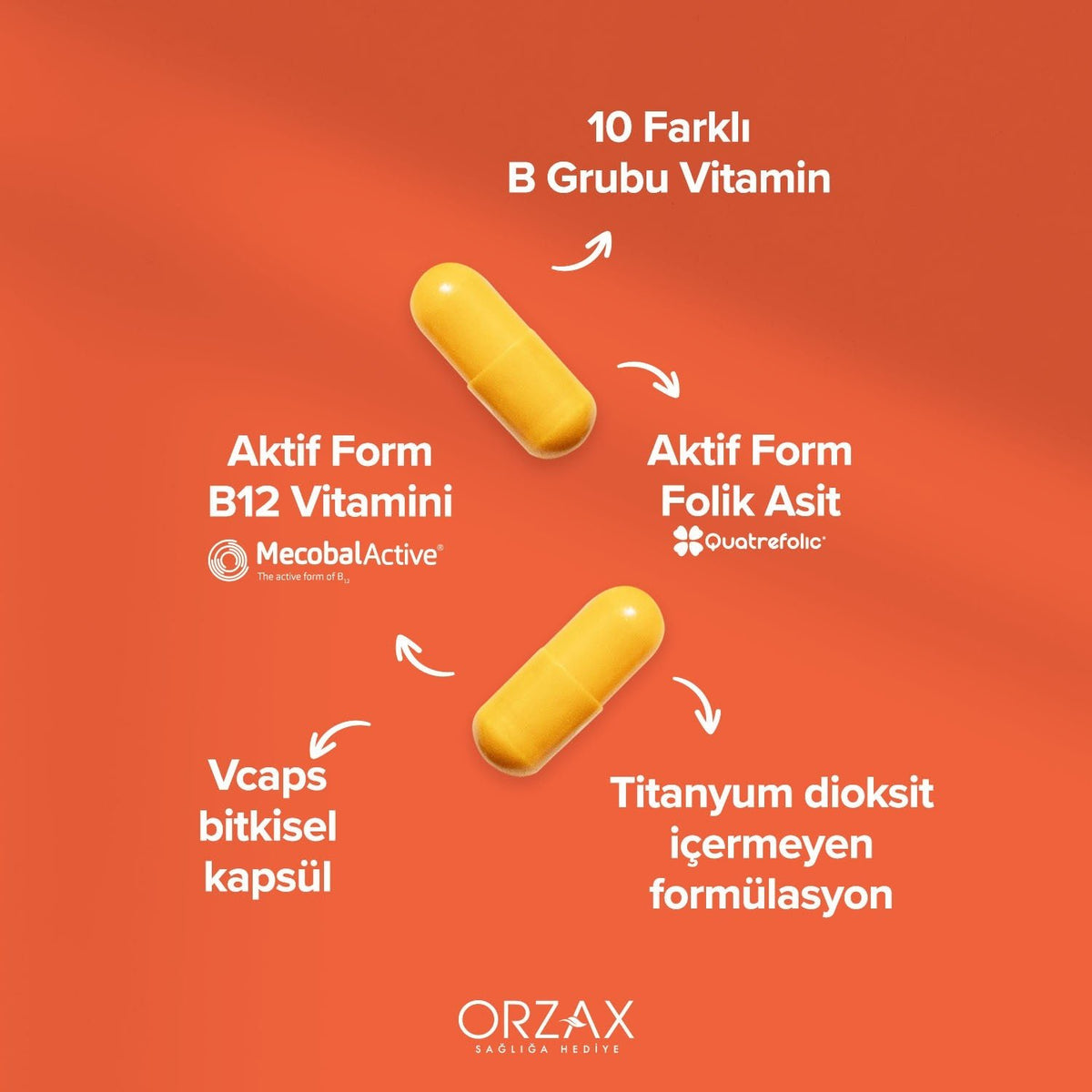 Orzax Ocean B Complex 50 Capsule Unflavored Dietary Supplement - MALLTURK