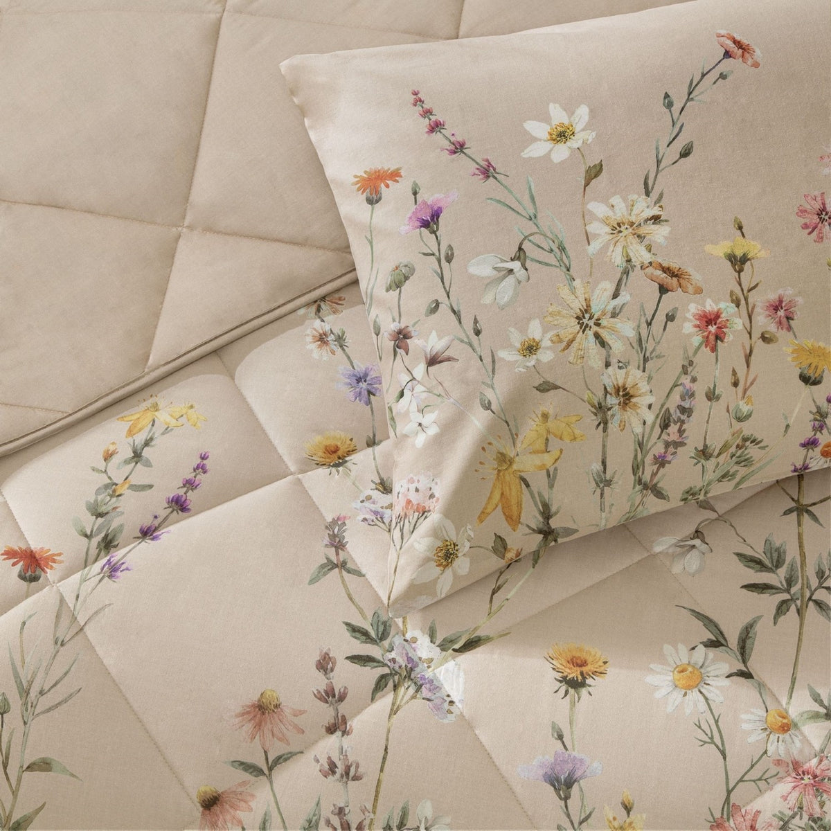 Tac Lunel Ranforce Single Duvet Set Beige - MALLTURK
