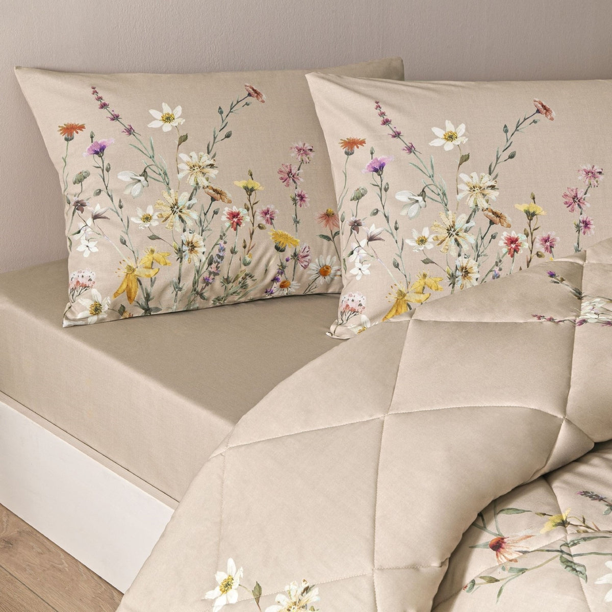 Tac Lunel Ranforce Single Duvet Set Beige - MALLTURK