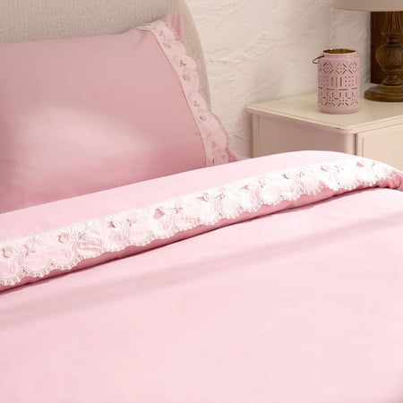 Karaca Home Delvyn %100 Cotton Double Duvet Cover Set Powder Pink - MALLTURK