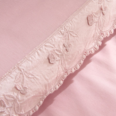 Karaca Home Delvyn %100 Cotton Double Duvet Cover Set Powder Pink - MALLTURK