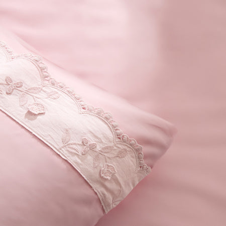 Karaca Home Delvyn %100 Cotton Double Duvet Cover Set Powder Pink - MALLTURK