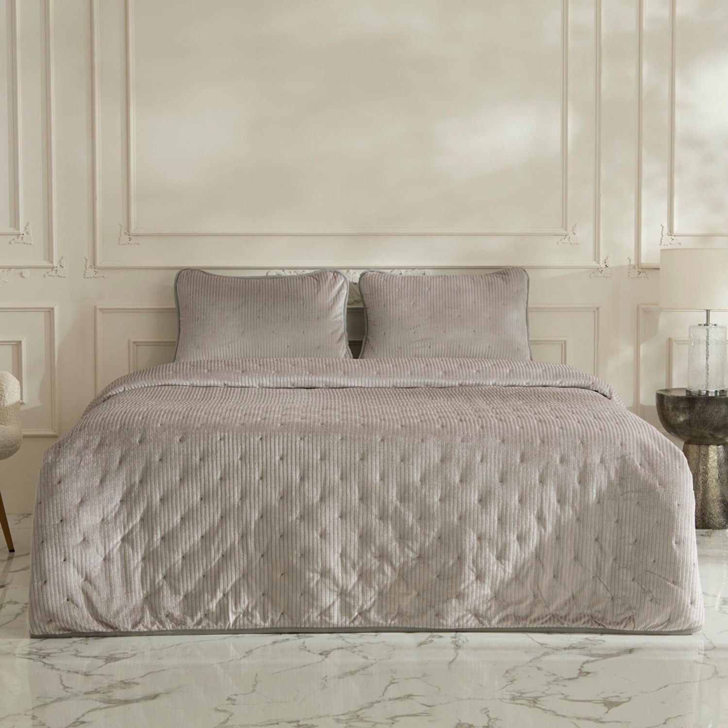 Karaca Home Lorian Double Bedspread Set Grey - MALLTURK