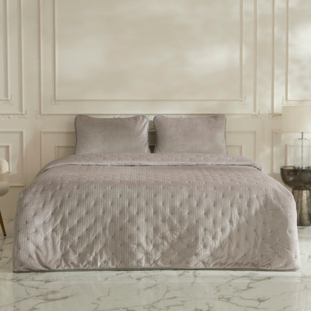 Karaca Home Lorian Double Bedspread Set Grey - MALLTURK