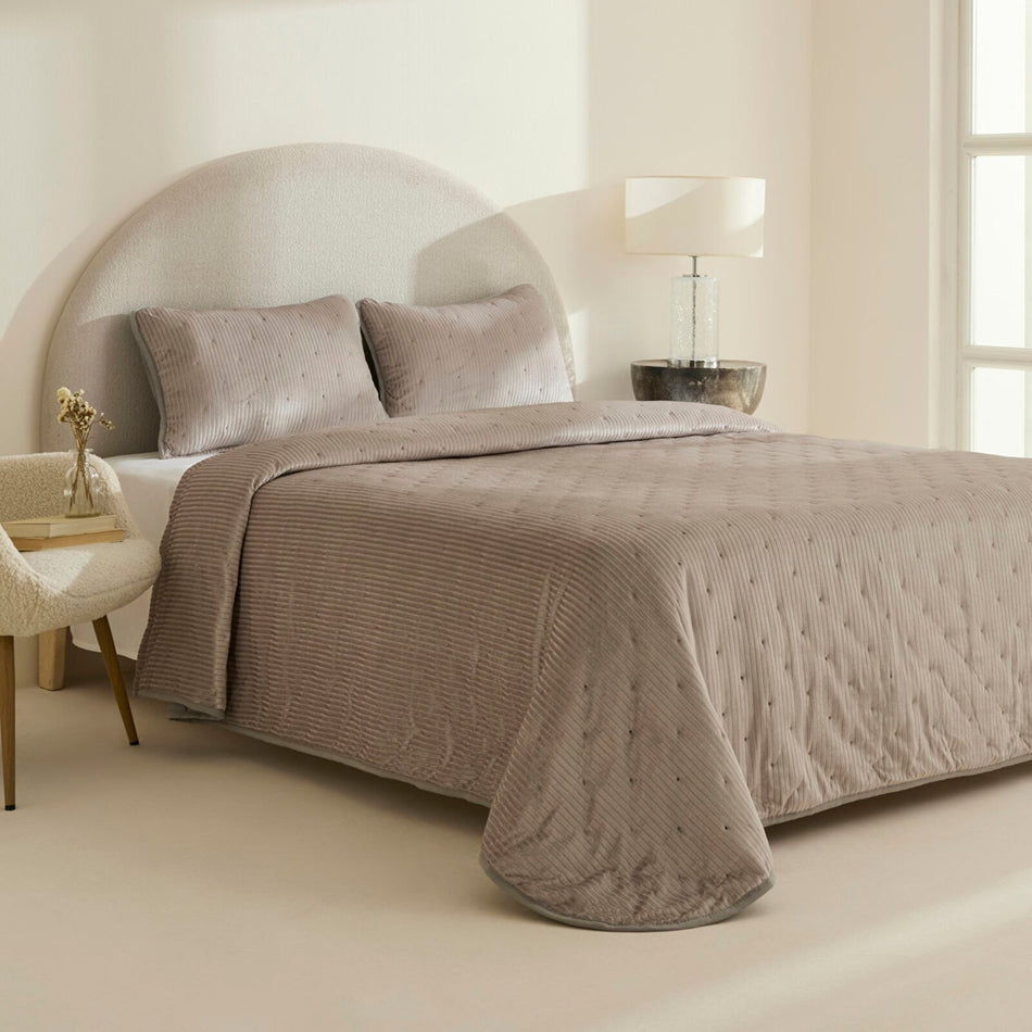 Karaca Home Lorian Double Bedspread Set Grey - MALLTURK