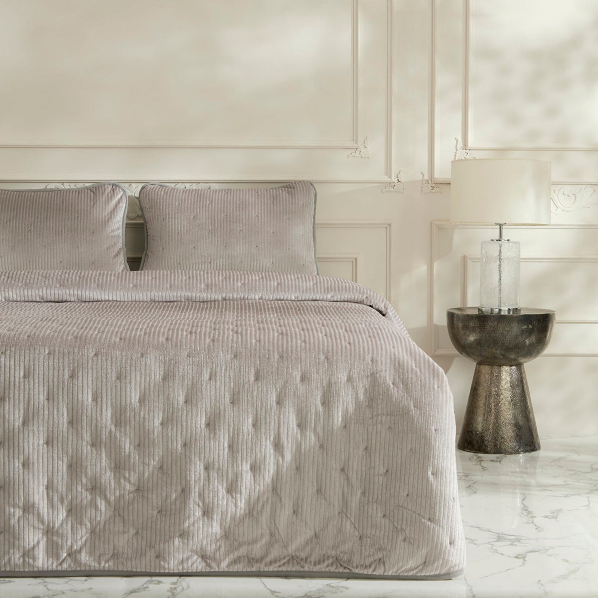 Karaca Home Lorian Double Bedspread Set Grey - MALLTURK
