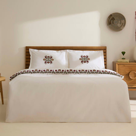Karaca Home Nubea Embroidered Double Duvet Cover Set White - MALLTURK