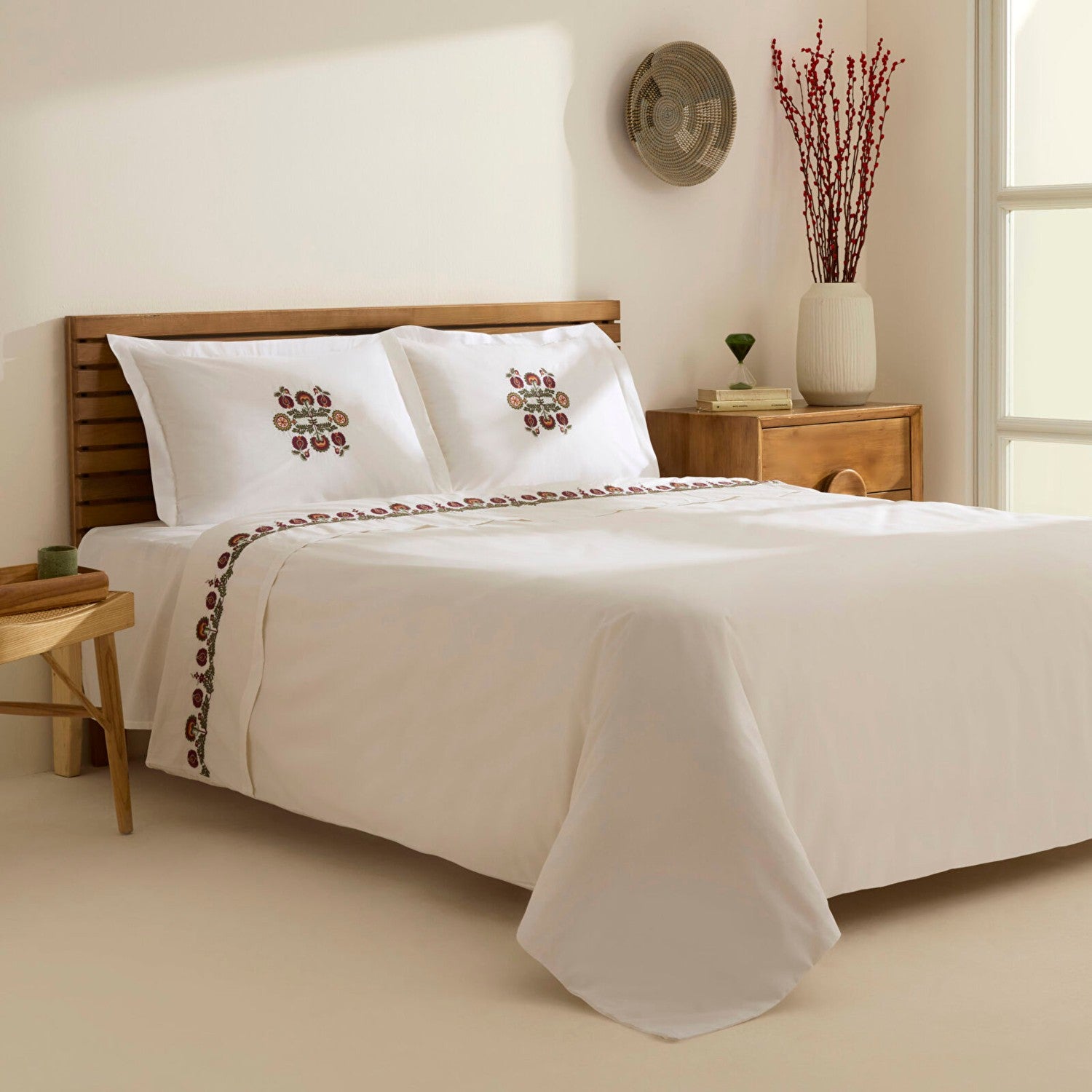 Karaca Home Nubea Embroidered Double Duvet Cover Set White - MALLTURK