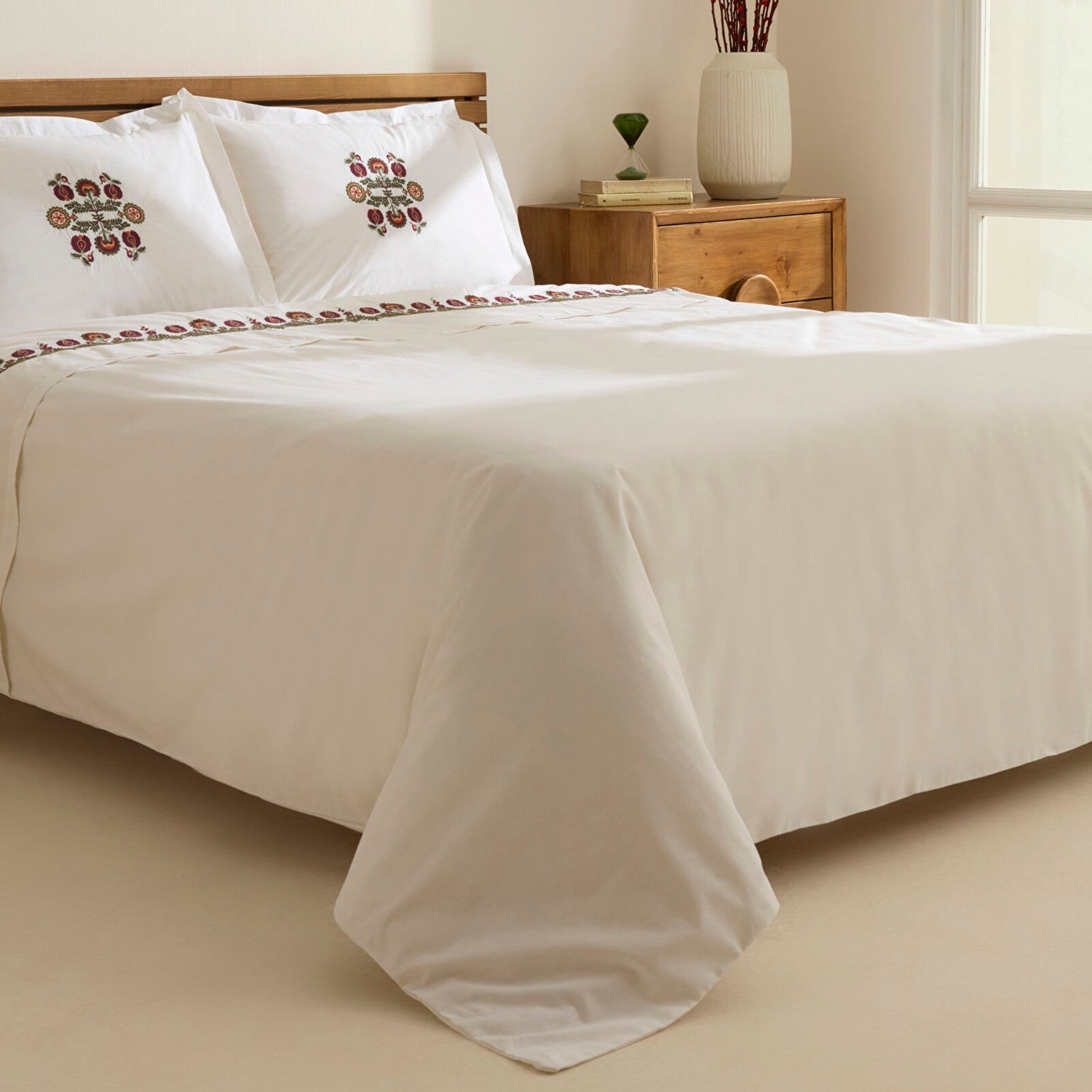 Karaca Home Nubea Embroidered Double Duvet Cover Set White - MALLTURK