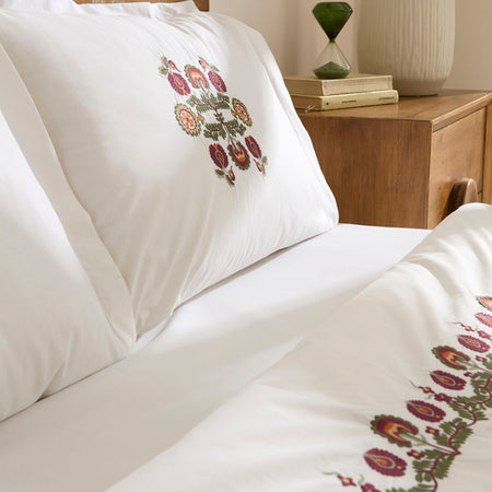 Karaca Home Nubea Embroidered Double Duvet Cover Set White - MALLTURK