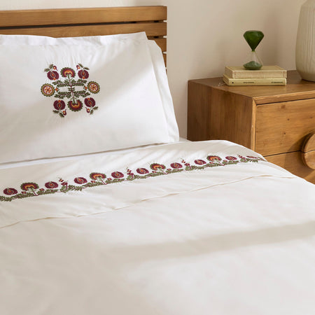 Karaca Home Nubea Embroidered Double Duvet Cover Set White - MALLTURK