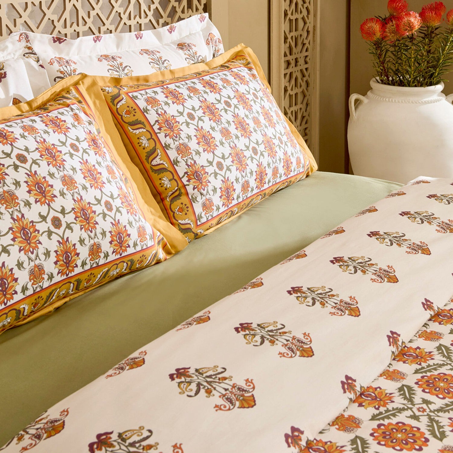 Karaca Home Zahara Double Duvet Cover Set Mustard - MALLTURK