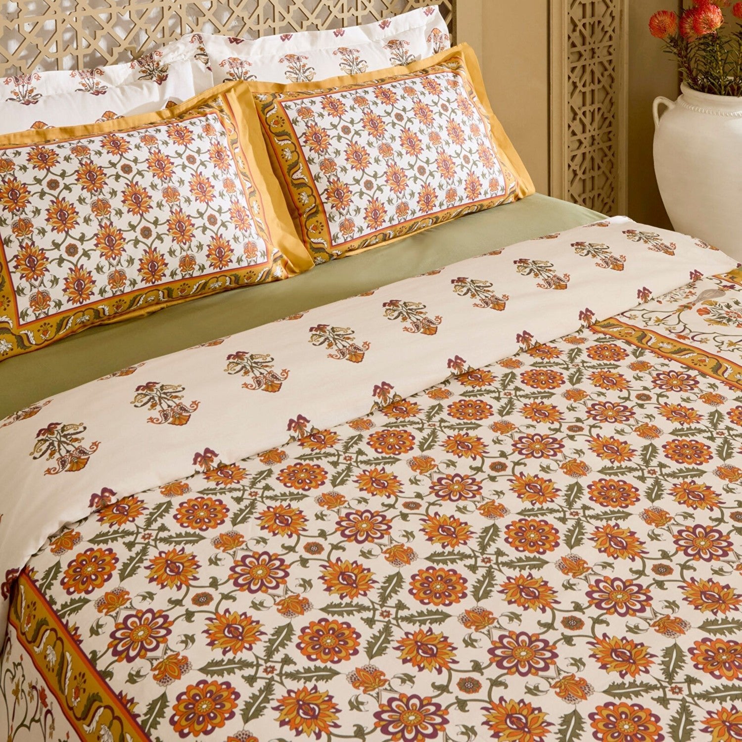 Karaca Home Zahara Double Duvet Cover Set Mustard - MALLTURK