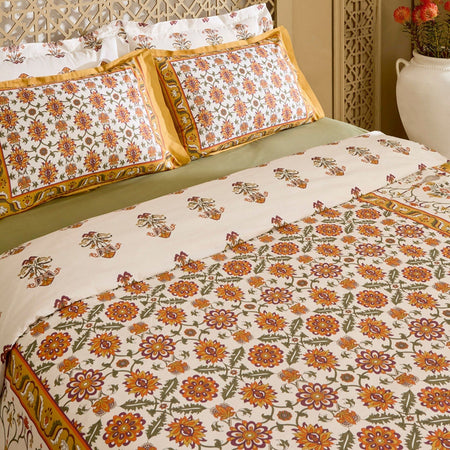 Karaca Home Zahara Double Duvet Cover Set Mustard - MALLTURK