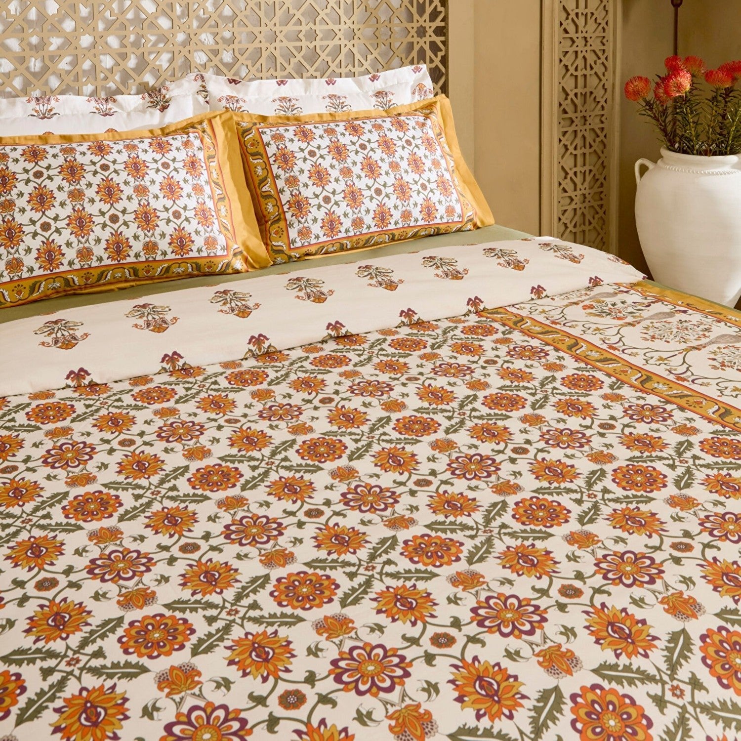 Karaca Home Zahara Double Duvet Cover Set Mustard - MALLTURK