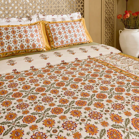 Karaca Home Zahara Double Duvet Cover Set Mustard - MALLTURK