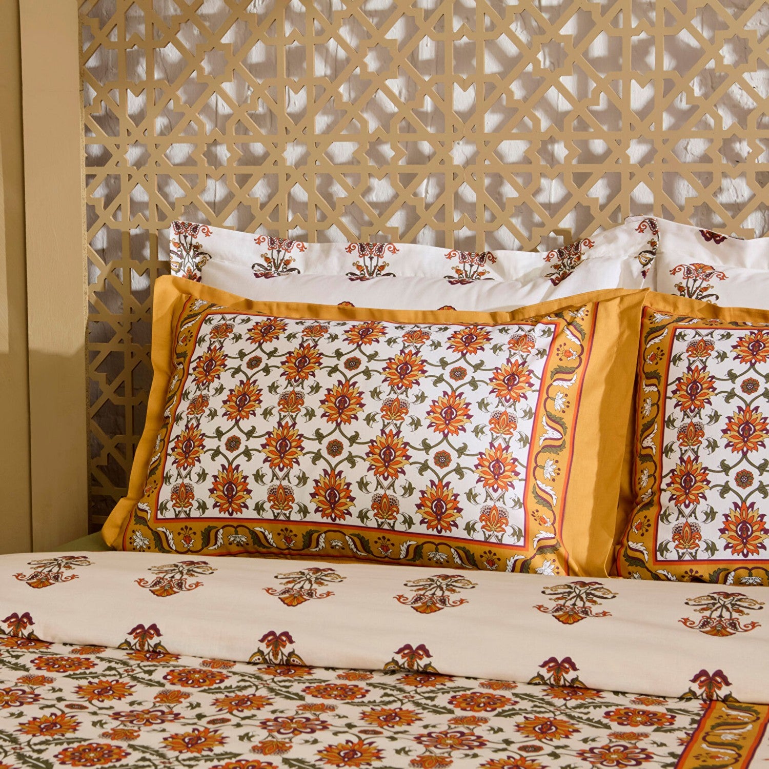 Karaca Home Zahara Double Duvet Cover Set Mustard - MALLTURK