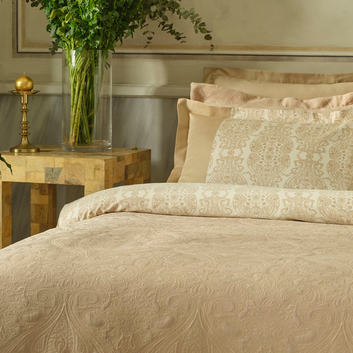 Karaca Home Maren Double Duvet Cover Set & Bedspread Set Beige