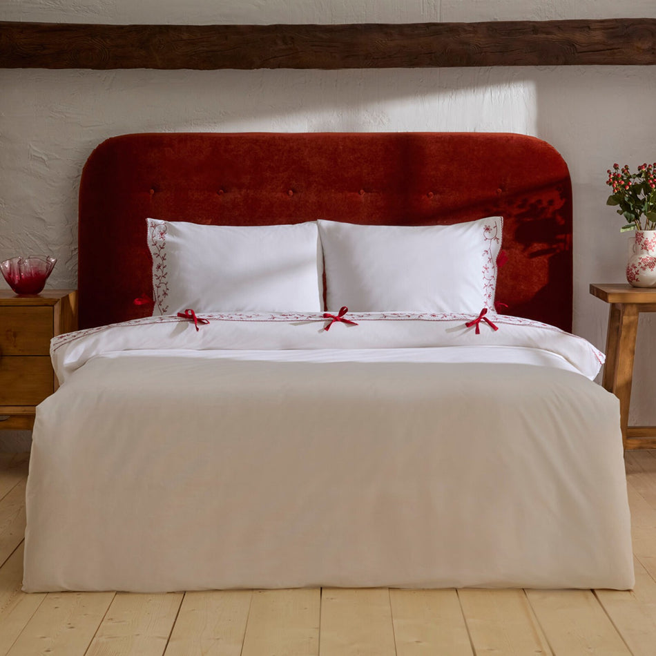 Karaca Home Calia %100 Cotton Embroidered Double Duvet Cover Set White - MALLTURK