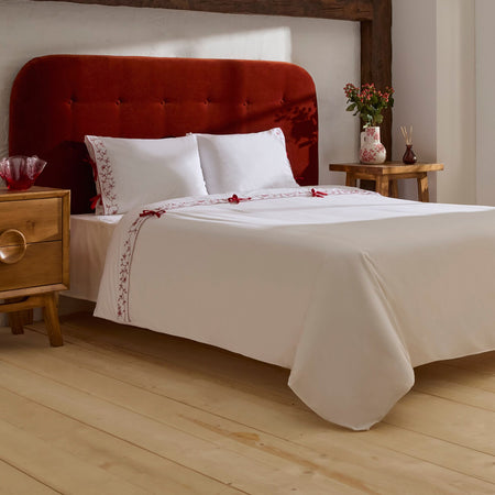 Karaca Home Calia %100 Cotton Embroidered Double Duvet Cover Set White - MALLTURK
