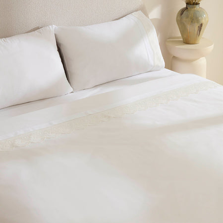 Karaca Home Teora Lace Double Duvet Cover Set White - MALLTURK