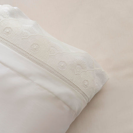 Karaca Home Teora Lace Double Duvet Cover Set White - MALLTURK