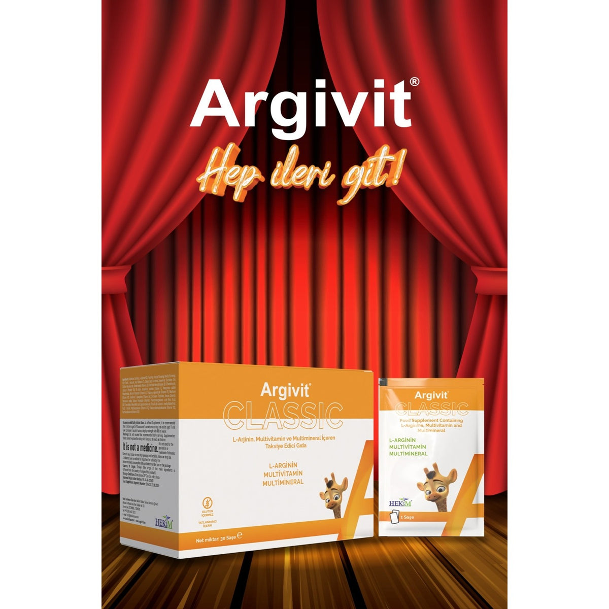 Argivit Classic 30'lu Sachet, L-Arjinin, Multivitamin and Multimineral with Dietary Supplement - MALLTURK