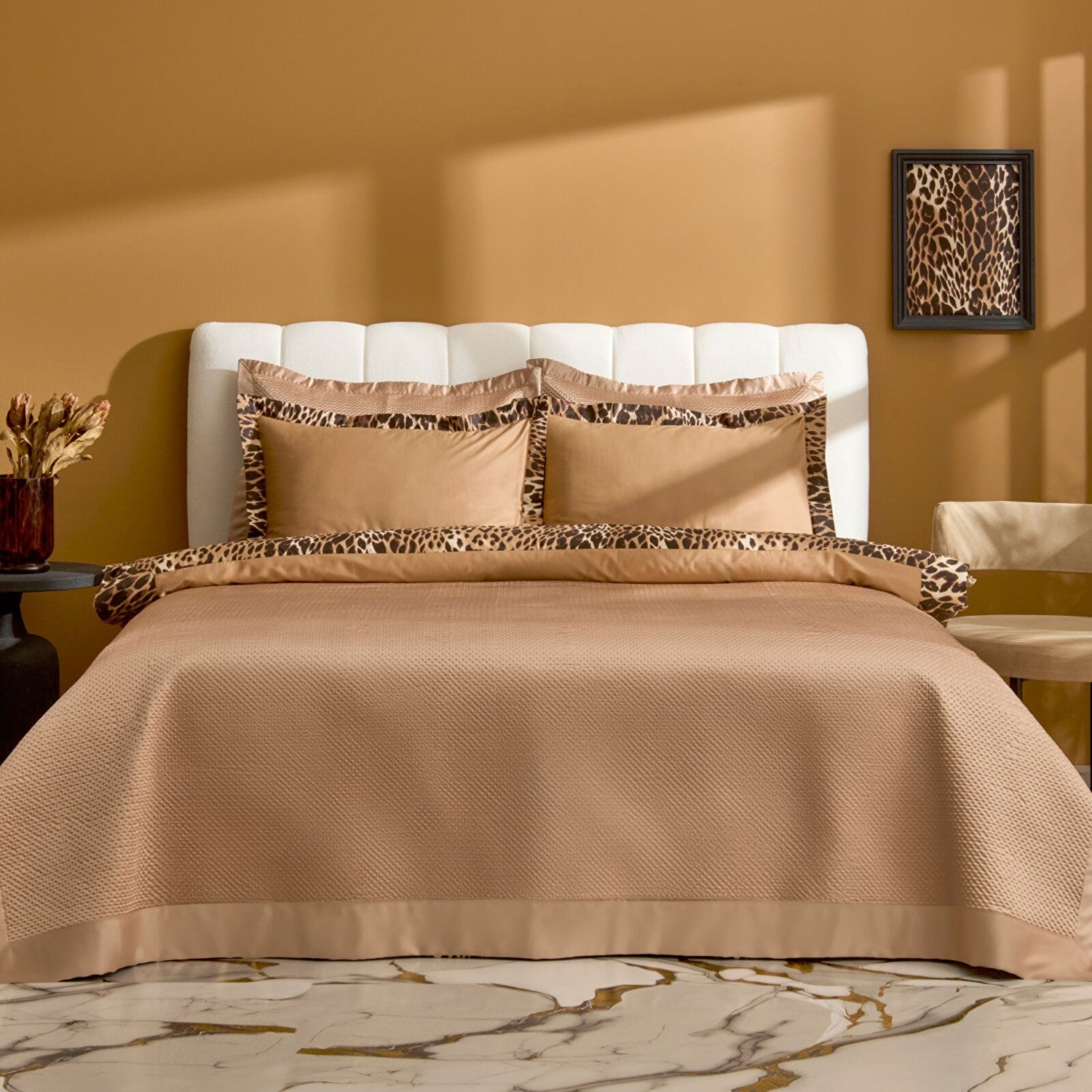 Karaca Home Clarte Beige 7 Piece Double Duvet Cover and Bedspread Set