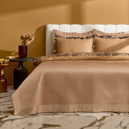 Karaca Home Clarte Beige 7 Piece Double Duvet Cover and Bedspread Set - MALLTURK