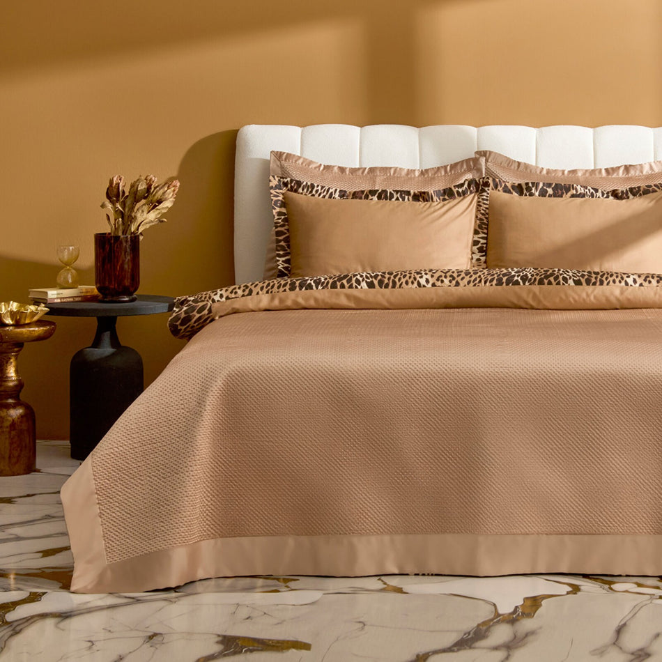 Karaca Home Clarte Beige 7 Piece Double Duvet Cover and Bedspread Set - MALLTURK