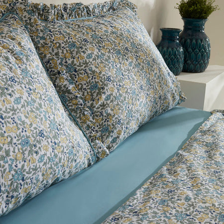 Karaca Home Minay 52 Thread Count %100 Cotton Double Duvet Cover Set Blue - MALLTURK